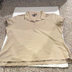 Tommy Hilfiger Tan Cap Sleeve Polo Button Down